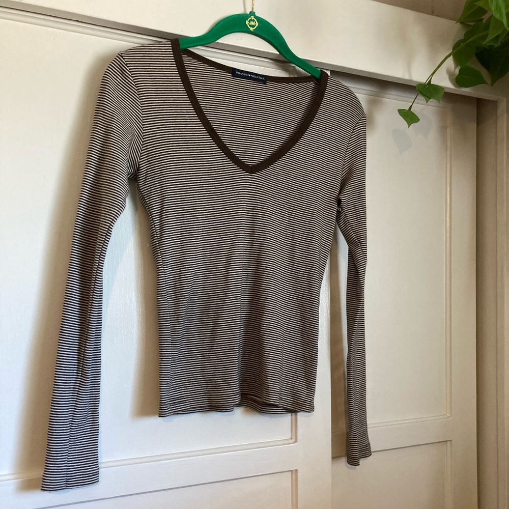 Brandy Melville Brown striped long sleeve